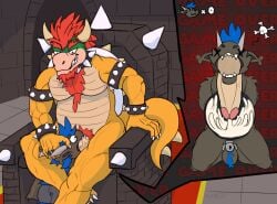 anthro ausjamcian ausjamcian_(character) bodily_fluids bowser bowser_day chastity_cage chastity_device cum cum_in_stomach dragon duo face_fucking fur furred_dragon game_over gameplay_mechanics genital_fluids inflation irrumatio koopa male male/male mario_(series) muscular muscular_male nintendo oral penile scalie sex super_mario_bros. video_games