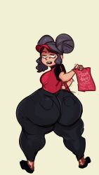 1girls ass big_ass big_butt black_hair boss_(gats) bottom_heavy clothing dat_ass denim denim_bottomwear denim_clothing denim_jeans dumptruck_ass fat_ass female female_only hat huge_ass huge_butt jeans large_ass looking_at_viewer looking_back pants pizza_thot pumspread shirt shortstack solo thick_thighs uniform visor_cap wide_hips work_uniform