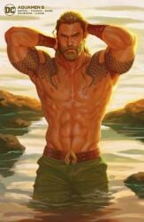 aquaman arthur_curry comic_cover david_talaski dc dc_comics dilf long_hair looking_at_viewer male male_only muscles muscular muscular_male ocean outdoors outside pinup superhero wet