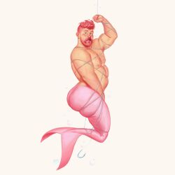 ass belly caught_in_fishing_line chubby dad_bod david_talaski looking_at_viewer male male_only merman mermay muscles muscular muscular_male pink_tail pinup twitter_user_oc