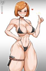 1girls almualim areola_slip belly belly_button big_breasts big_thighs bikini bob_cut breasts choker curves curvy daniel_ahumada female_only fit fit_female ginger ginger_hair hammer huge_breasts huge_thighs jujutsu_kaisen kugisaki_nobara large_breasts large_thighs muscular_arms ok_sign orange_eyes orange_hair revealing_clothes revealing_swimsuit shoulders smile solo solo_female swimsuit swimwear thick thick_thighs thighs toned toned_female tummy