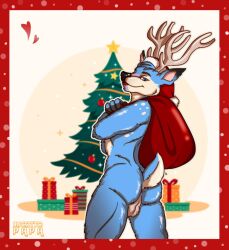 anthro biscottopapa cervid christmas hi_res holidays male male/male mammal megathedeer solo