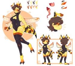 antenna_hair antennae antennae_(anatomy) arthropod arthropod_abdomen arthropod_humanoid big_breasts black_and_yellow breasts character_sheet crown exposed_shoulders hanaarts insect_abdomen insect_eyes insect_humanoid insect_legs insect_wings insectoid insects long_tonuge oc original_character queen queen_wasp rosen_(hanaarts) royalty short_hair shoulders stinger stingray thick thick_thighs thighs tongue wasp wasp_abdomen wasp_girl wasp_humanoid wasp_stinger wasp_waist yellow_skin