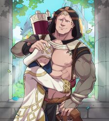 2boys alternate_costume embracing fire_emblem fire_emblem:_three_houses fire_emblem_heroes gay geckobara hug hugging kiran_(fire_emblem) kiran_(fire_emblem)_(male) male male_only muscles muscular muscular_male nintendo official_alternate_costume plegian raphael_kirsten