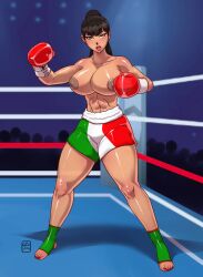 1girls 2022 areola areolae artist_name athletic athletic_female big_breasts boxer boxing boxing_gloves boxing_ring boxing_stance breasts brown_nipples camilla_(boxingjobber) camilla_ricci commission eyebrows eyelashes eyes female female_focus fighter fit fit_female gabocaricaturas gloves hair hips human humanoid italian_flag_shorts lips lipstick nail_polish nipples original original_character red_boxing_gloves red_gloves red_lipstick red_nails shoes tan-skinned_female tan_skin thick thick_hips thick_legs thick_thighs thighs toned toned_female topless topless_boxing topless_female voluptuous watermark wide_hips