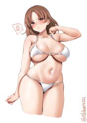 belly belly_button big_breasts bikini blush breasts brown_hair curvaceous curves curvy curvy_body curvy_female curvy_figure curvy_hips ebihurya332 embarrassed hips huge_breasts large_breasts shy swimsuit swimwear thick thick_thighs thighs tummy