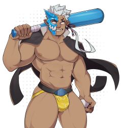 baseball_bat bulge geckobara jockstrap looking_at_viewer male male_only muscles muscular muscular_male shuten_(tokyo_afterschool_summoners) tokyo_afterschool_summoners