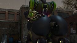 3d anal_insertion anal_vore anus ass ass_grab ckiii3d_(artist) female_pred female_prey head_on_anus head_on_ass orisa overwatch pussy robot vore