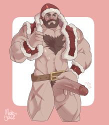 balls bara beard big_balls big_penis boner chest_tuft christmas erection facial_hair gay machojuice male male_only muscles muscular penis scars scars_all_over solo solo_male street_fighter zangief