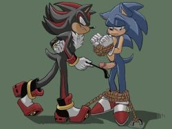 anthro bound duo erection eulipotyphlan genitals hedgehog humanoid_genitalia humanoid_penis male male/male mammal penis rope sega shadow_the_hedgehog sonic_(series) sonic_the_hedgehog squirrelseatbirds