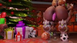 3d anal anal_insertion anal_sex anus ass ball christmas ckiii3d_(artist) dildo omnic orisa overwatch pussy reindeer_orisa_(overwatch) robot sex_toy slimy