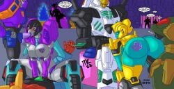 2girls 4boys areolae ass ass_up big_breasts breasts corruption cybertronian elita_one english_text gangbang nipples nobleseven20 oral oral_sex rape robot robot_girl slipstream straight text transformers transformers_animated vaginal_penetration