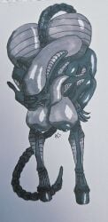 alien alien_(franchise) alien_girl big_ass big_breasts big_lips bimbo bimbo_body bimbo_lips bimbofication female_xenomorph huge_ass huge_breasts hyper_ass large_ass large_breasts round_ass sketch thick_thighs xenomorph