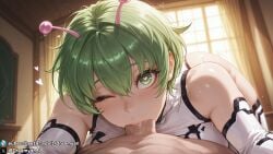 1girls ai_generated alien alien_girl antennae big_breasts blowjob breasts curvy curvy_body curvy_female dandadan deepthroat dreamyan_ai fellatio green_eyes green_hair heart heart-shaped_pupils hi_res high_quality high_resolution highres huge_breasts large_breasts looking_at_viewer male_pov one_eye_closed oral oral_sex pov short_hair sucking sucking_penis thick_ass thick_thighs thighs uncensored vamola_(dandadan)