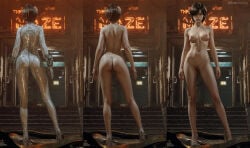 1girl ai_generated ass bodysuit breasts evie_(stellar_blade) navel nude nude_female realistic short_hair stellar_blade:_blood_rain tomboy tomboyish