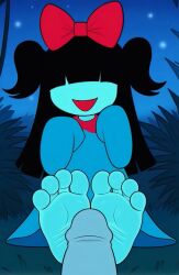 ai_generated aqua_(deltarune) deltarune deltarune_chapter_5 feet feet_on_penis foot_fetish foot_play footjob happy pawjob paws paws_on_penis penis pov sex toes uncensored