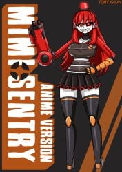 mimi_sentry only_female red_eyes red_hair robot robot_girl robot_humanoid shark_teeth skirt team_fortress_2 tony_x_play tonyxplay