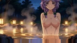 bath large_breasts naked_female onsen sakuya_izayoi smile the_memories_of_phantasm
