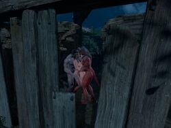 baldur's_gate_3 drow elf game_screenshot group group_sex karlach muscular_female muscular_male screencap shadowheart tav_(baldur's_gate) tiefling watching