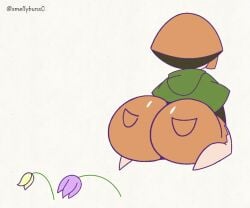 2d 2d_animation back_view big_ass black_eyes brown_hair brown_shorts bubble_ass chara_(undertale) dead_flower fart fart_cloud fart_fetish farting_on_object female female_focus female_only flower flowers funny green_shirt long_hair looking_back sitting sound stock_fart_sfx surprised tagme thebuttden unamused unaware undertale undertale_(series) video white_background wobbling_ass
