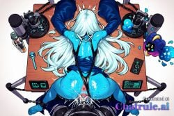 1girl ai_assisted ai_generated blue_diamond_(steven_universe) blue_dress blue_eyes blue_hair blue_skin close colored_skin doggystyle dominated dress eigaka facing_away facing_viewer female_only forced_orgasm harder high_quality highres long_dress long_hair looking_over_shoulder mouth_open petite_body ripped_clothes rough simple_background skinny small_breasts small_tits solo solo_female steven_universe stretching_pussy tiny_tits unable_to_move unable_to_resist upper_body viewed_from_above white_background white_hair young