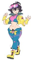 athletic gountro jubilee jubilee_(marvel_rivals) marvel marvel_rivals navel pubic_hair