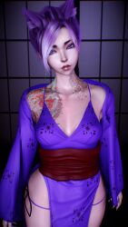 1girl 1girls 2026 3d 4k background breasts chromatic_aberration clothed clothing crashbanditkut depth_of_field earrings eyebrows eyelashes eyeshadow female fox fox_ears fox_girl hair hair_bun hi_res high_resolution highres human japanese japanese_clothes japanese_clothing kimono light-skinned_female light_skin lips lipstick long_eyelashes long_nails looking_at_viewer makeup mascara mature mature_female mature_woman nail_polish nails original original_character panties pinup purple_eyes purple_hair self_upload short_hair simple_background slit_pupils small_breasts solo solo_female solo_focus standing straight tattoo tattoos thick thick_eyebrows thick_lips thick_thighs thighs virt-a-mate virtamate young young_female