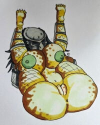 alien alien_girl big_ass big_breasts bimbo bimbo_body bimbofication huge_ass huge_breasts large_ass large_breasts legs legs_apart legs_spread predator_(franchise) pussy round_ass sketch slutification slutty_female thick_thighs yautja