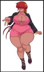 1girls 1shermieaday big_breasts big_tits heart king_of_fighters long_hair marellartt ponytail red_hair shermie_(kof) skirt tan thick twintails