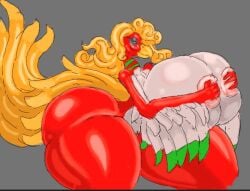 anthro anthro_only avian blonde_hair bottom_heavy female female_only game_freak gen_2_pokemon generation_2_pokemon green_feathers hands_on_breasts hands_on_own_breasts ho-oh hyper hyper_ass hyper_breasts hyper_butt hyper_thighs looking_at_viewer nintendo pokemon pokemon_(game) red_feathers solo solo_female supersairaptor white_feathers yellow_feathers