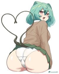 1girls 2026 :3 ass big_ass blush bulbasaur cute fangs from_behind fushigidane green_hair gyaru_bulbasaur gyaru_bulbasaur_(shin_no_tenpii) gyaru_fushigidane gyaru_fushigidane_(shin_no_tenpii) heart_tail konaloid looking_at_viewer looking_back miniskirt multiple_tails nintendo open_mouth panties patreon_username poco_a_pokemon pokemon pokemon_(species) pokopia presenting presenting_hindquarters red_eyes school_uniform skirt standing tagme tail trefoil watermark white_panties