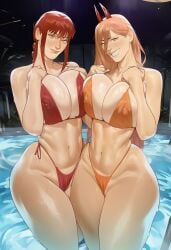2girls ai_generated ass bikini breasts chainsaw_man curvaceous curvy gigantic_breasts hands_on_breasts huge_ass huge_breasts makima_(chainsaw_man) nipples nipples_visible_through_clothing power_(chainsaw_man) seductive seductive_look tagme thick_ass thick_thighs thighs voluptuous voluptuous_female