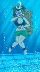 1girls asphyxia asphyxiation bikini bubbles choking drowning female horse_girl peril pool solo symboli_rudolf_(umamusume) umamusume umamusume_pretty_derby underwater underwater_peril uwliz
