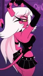 1girls 2026 ai_generated big_breasts demon_girl ends34 female helluva_boss long_hair miniskirt sexy solo_female succubus verosika_mayday_(helluva_boss) white_hair