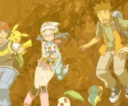 1girls animated ash_ketchum blush brock_(pokemon) chikorita cum cum_in_pussy cum_inside cyndaquil dawn_(pokemon) dripping feet_out_of_frame female human intracrural male male_pokemon/female_human nintendo non-human_rapist outercourse pikachu piplup pokemon pokemon_(species) pokephilia rape satoshi_(pokemon) sex skirt straight stuck thigh_sex time_stop totodile vaginal_penetration