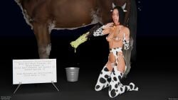 1girls 3d 3d_(artwork) 3d_render angry areolae areolae_peeking arm_sleeves belly belly_button bikini black_hair blush bucket collar cow_horns cow_print cow_print_bikini cowbell cum_bucket dark-skinned_female disgusted embarrassed flies flipping_off horse horsecock human inquisitor_(star_wars) jedi:_fallen_order lipstick mascara micro_bikini narrowed_eyes on_knees open_mouth price_list rotosama running_mascara scowl second_sister sign sith small_breasts smegma star_wars stockings stomach sweat sweatdrop sweating tears tongue_out trilla_suduri yellow_eyes zoophila