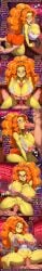 adagio_dazzle ai_generated bar big_ass blowjob cleavage comic cowgirl_position curly_hair english_text equestria_girls fellatio female high_res hooters_uniform huge_breasts huge_penis indoors long_hair male multiple_panels muscular_male my_little_pony necklace neon_lights orange_hair orange_shorts paizuri penis pink_eyes rampa69 saliva sex spiked_headband straddling sweat sweating tank_top thick_thighs tight_shirt vaginal_sex white_shirt yellow_skin