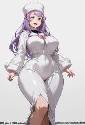 1girl 1girls absurd_res ai_assisted ai_generated anastasia_hoshin anime ass ass_focus black_choker blue_eyes blue_gemstone boobs breasts bubble_butt butt butt_focus charlychad007 curvaceous curvy curvy_figure fur_hat glistening_skin high_resolution high_slit highres hourglass_figure huge_ass huge_breasts huge_butt large_breasts light-skinned_female masterpiece patreon patreon_logo patreon_username pink_bow purple_hair re:zero_kara_hajimeru_isekai_seikatsu simple_background smile solo standing star_hair_ornament sweat thick_thighs thighs very_long_hair voluptuous white_dress white_hat wide_hips