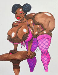 big_ass big_breasts big_lips bimbo bimbo_body bimbo_lips bimbofication dark-skinned_female dark_skin huge_ass huge_breasts hyper_ass hyper_breasts large_ass large_breasts legwear oc round_ass sketch thick_thighs