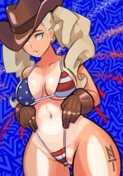 4th_of_july american_flag_bikini ann_takamaki breasts cowboy_gloves cowboy_hat independence_day ntazrael persona persona_5 tagme tan_body usa_bikini