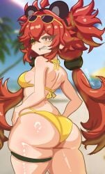 1girls artist_request ass breasts female female_focus female_only koleda_belobog large_ass light-skinned_female light_skin looking_at_viewer looking_back small_breasts solo thick_thighs thighs wide_hips zenless_zone_zero