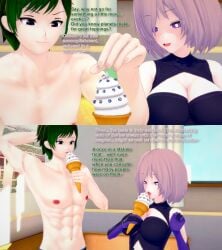 1boy 1girls 3d abs bulge commission destruction english_text fate/grand_order fate_(series) female giant_male giantess green_hair koikatsu male mash_kyrielight muscular muscular_male object_vore oc original original_character pink_hair planet planet_vore shrinking text underwear vore xavier_huge xavierhuge