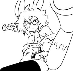 ass bunny_girl cute deltarune_freedom_edition dialogue female_only glasses pussy razor_xo taker_pov vagina