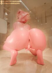 3d ahoge anus ass ass_focus ass_up bathroom behind bent cum dark_willow dota dota_2 drip dripping female focus from gaping glossy hair hips huge juice latex masiqqe masturbation mireska_sunbreeze_the_dark_willow nude over pink pussy realistic shiny short skin solo standing sweat thick thighs toilet wet wide