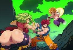 1boy 2girls ai_generated alternate_breast_size anus ass battle big_ass big_breasts breasts caulifla dragon_ball dragon_ball_super exposed_breasts exposed_nipples female female_only fight hi_res highres huge_ass huge_breasts kale large_ass large_breasts legendary_super_saiyan massive_breasts mullon multiple_females multiple_girls muscular nipples novelai red_eyes red_hair serious son_goku super_saiyan super_saiyan_2 super_saiyan_god thick_thighs toned toned_legs torn_clothes tournament_of_power