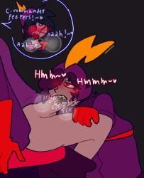 andy bad_anatomy blowjob blush commander_peepers emo emo_boy fellatio gay gay_blowjob gay_fellatio looking_at_partner orgasm purple_hair red_eyes saliva sunnypawsy trans_(lore) trans_man trans_man_(lore) wander_over_yonder watchdog