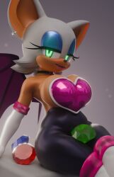 3d_(artwork) bat_ears bat_girl bat_wings big_ass big_breasts chaos_emerald dkclaude3d green_eyes looking_at_viewer nottanj rouge_the_bat rouge_the_bat_(nottanj) sonic_adventure_2 sonic_the_hedgehog_(series)
