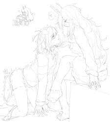 deltarune doggirl femdom kris_(deltarune) kris_female_(deltarune) leash_and_collar leash_pull noelle_holiday on_her_knees petplay xiaoyixd