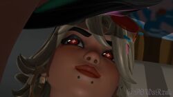 2girls 3d alternate_version_available artist_request completely_nude completely_nude_female focus_on_face fortnite fortnite:_battle_royale helsie_(fortnite) joni_(fortnite) looking_at_partner nude_female red_eyes sand_witch_helsie_(fortnite) summer_slayer_joni_(fortnite)