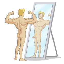 ass cock dat_ass dick flexing fred_jones male_only mirror naked_male nude_male penis posing reflection scooby-doo solo_male